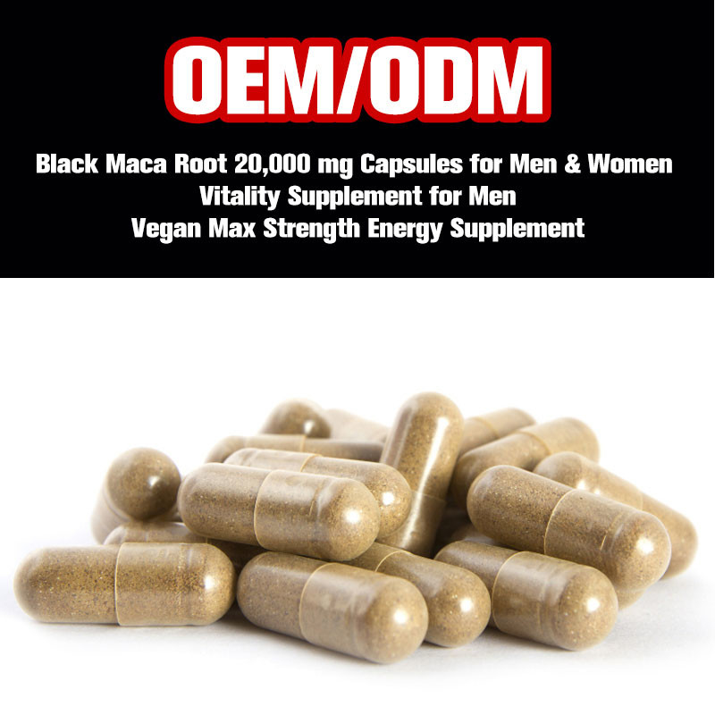 Капсулы корня 20000Mg Maca черноты OEM для дополнения энергии прочности Макс Vegan людей и женщин
