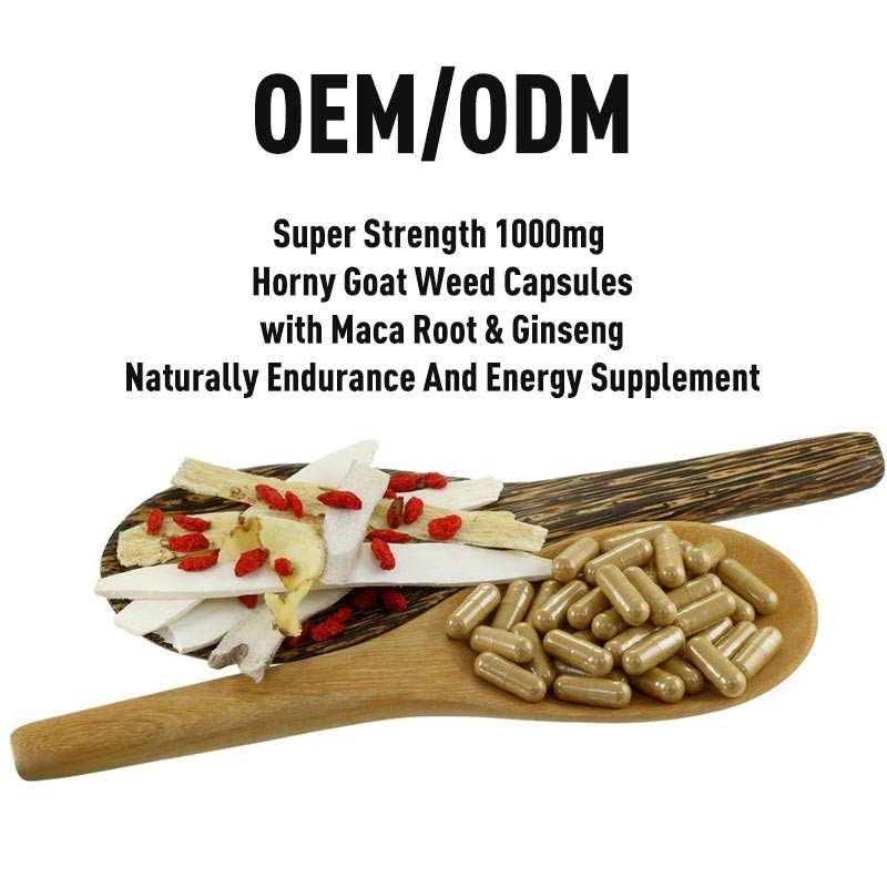 Капсулы засорителя козы прочности 1000mg OEM супер роговые с корнем и женьшенью Maca