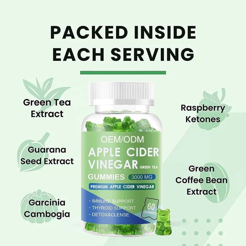 OEM Apple Cider Gummies Vegan Organic Keto Bhb Тонкая потеря веса Конфета яблочного уксуса для похудения