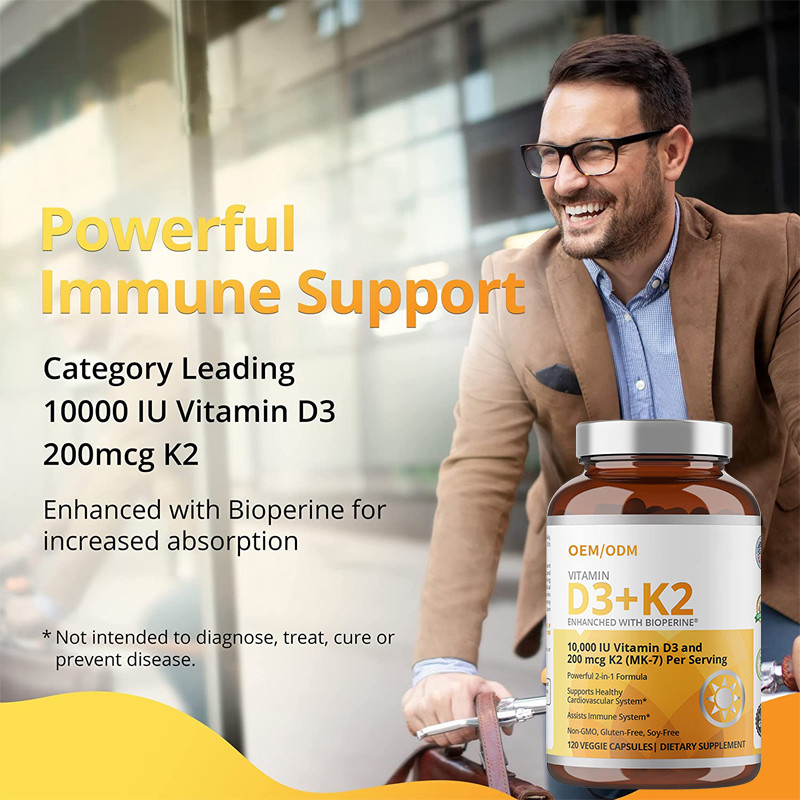 Не формула GMO витамин D3 Gummies 5000 IU 90 капсул витамина K2 MK-7 mcg