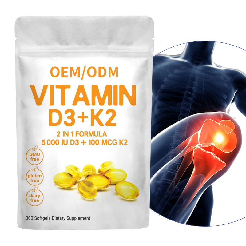 Изготовленный на заказ витамин D3 Gummies 5000 IU с K2 100 Mcg Softgels 2 в 1 сердце поддержки иммунном
