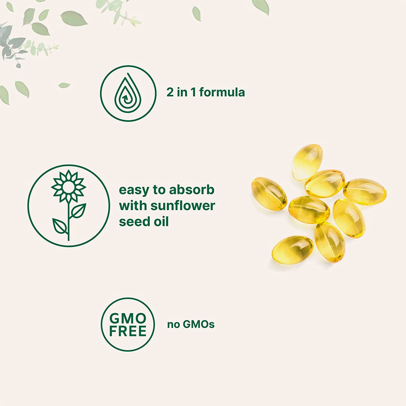 Изготовленный на заказ витамин D3 Gummies 5000 IU с K2 100 Mcg Softgels 2 в 1 сердце поддержки иммунном
