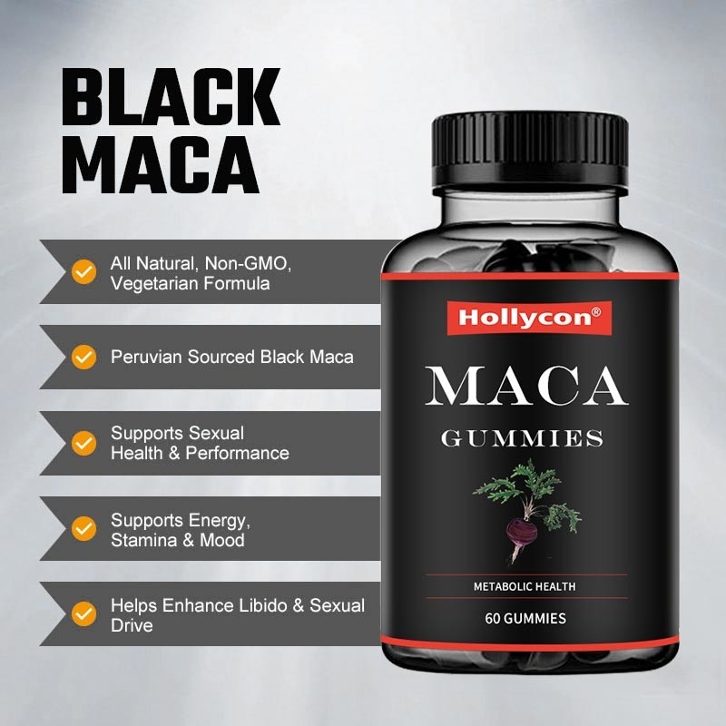 Баланс энергии поддержки черноты Gummies корня ODM Maca красный желтый гормональный улучшает фокус настроения