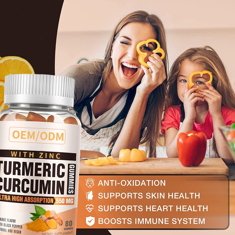 Турмерин 60PCS и имбирь с дополнением черного перца для иммунного имбиря Gummies турмерина поддержки