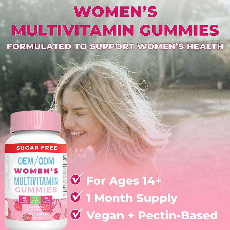 Витамины Multivitamin ежедневных женщин иммунной поддержки с органической кожей волос ингредиентов и пригвоздить камедеобразный