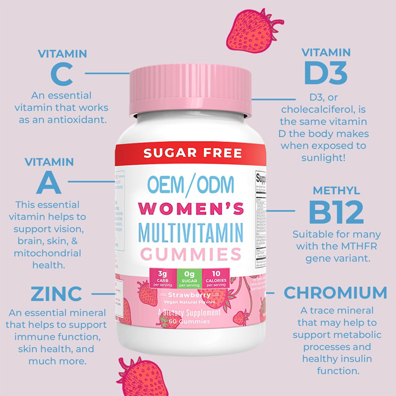 Витамины Multivitamin ежедневных женщин иммунной поддержки с органической кожей волос ингредиентов и пригвоздить камедеобразный