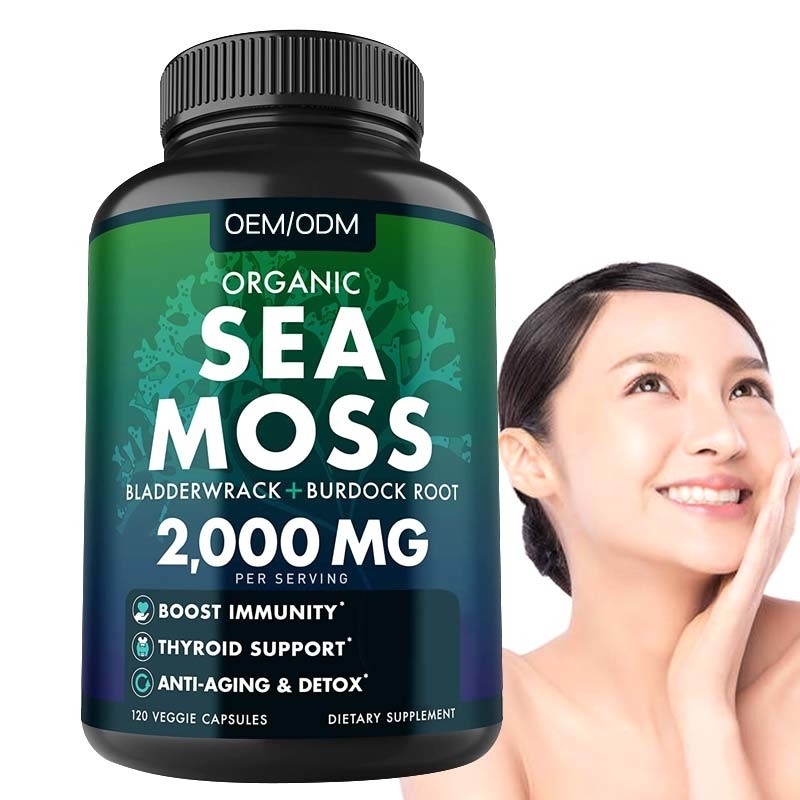 Unflavored органические таблеток Seamoss клейковины мха моря не GMO капсул мха моря Wildcrafted сырцовые 60 свободных