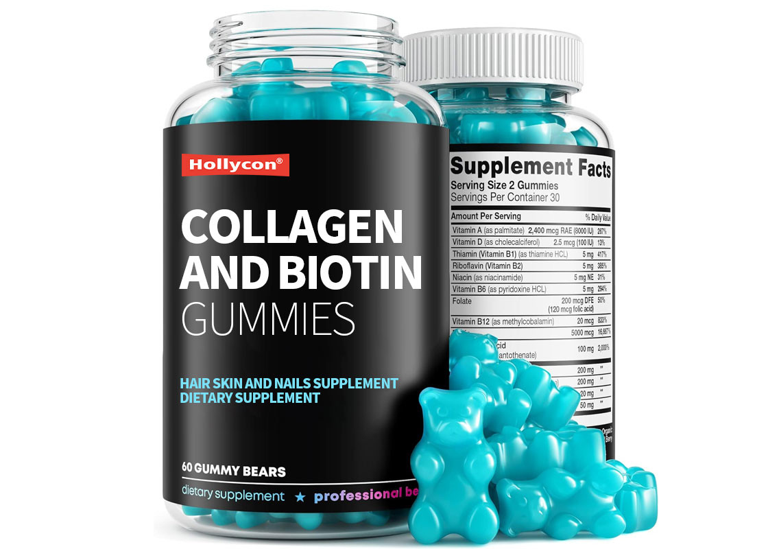 Колаген пищевого качества и биотин Gummies Поддержка для волос, кожи и ногтей здоровье добавки