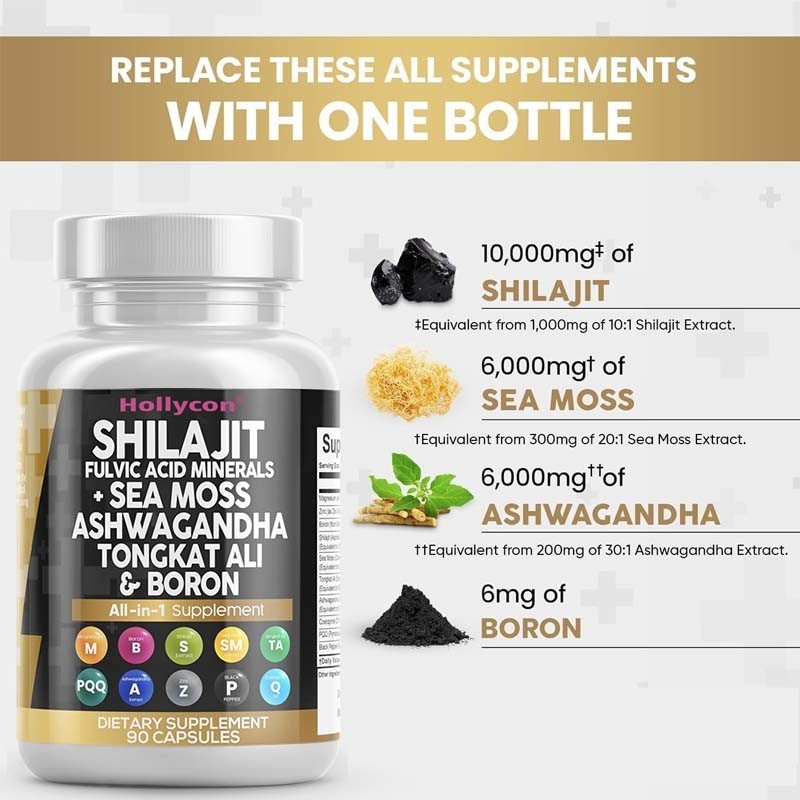 OEM Ashwagandha Tongkat Ali Boron Магний для мужчин Фулвиновая кислота Шилажит капсулы