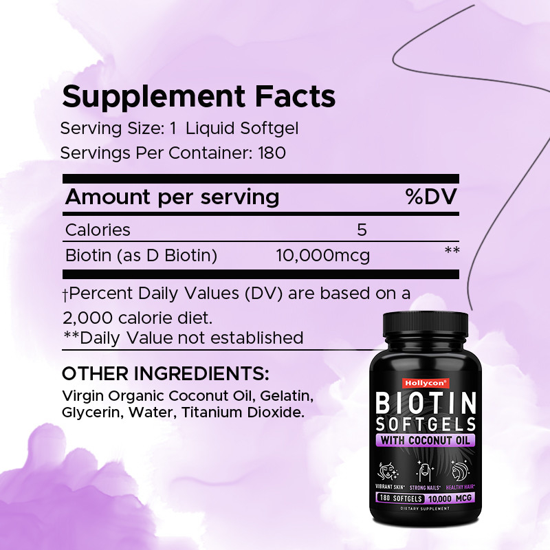 OEM Biotin Softgels для сильных ногтей Biotin с кокосовым маслом для волос Biotin Softgels