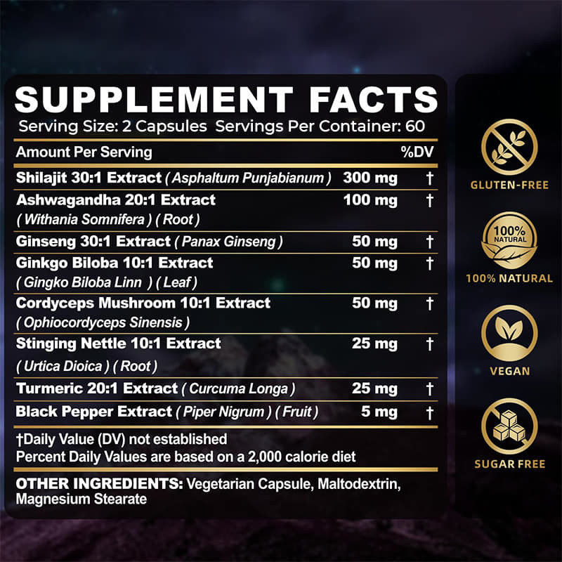 Капсулы Шилажит Горячая продажа Чистый Гималайский органический Силажит Добавка для мужчин Иммунная поддержка Увеличение энергии
