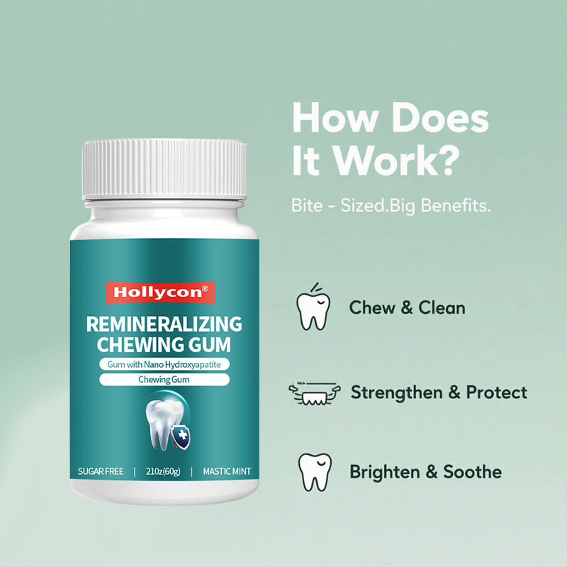 Жевательная резинка без сахара с наногидроксиапатитом - Свежее дыхание и здоровье полости рта Мятная реминерализирующая жевательная резинка