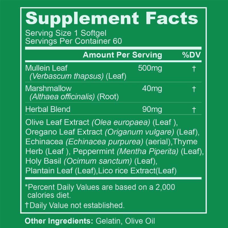 Экстракт из листьев мультики для легких мягкие гели, детоксикация легких для курильщиков, очищение легких, поддержка дыхательных пуль, растительные добавки, веган, не ГМО, поддержка иммунного пищеварения, 180 дней