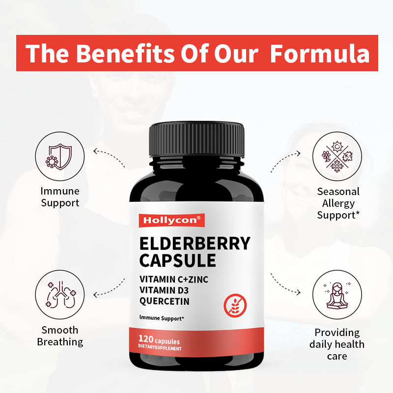 OEM Бузина Витамин C и Цинк 120 Капсул Иммунная Поддержка Травяная Добавка Натуральный Иммунитет Бузина Капсулы