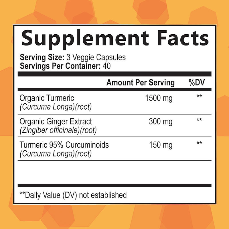 OEM добавка с куркумином и куркумой, органической куркумой и имбирем, черным перцем для лучшего усвоения, поддержка суставов, капсулы с куркумином