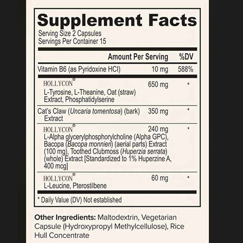 OEM Фокус капсулы с L-теанином витамин B6 память умственная ясность и когнитивное улучшение Ноотропные мозговые добавки