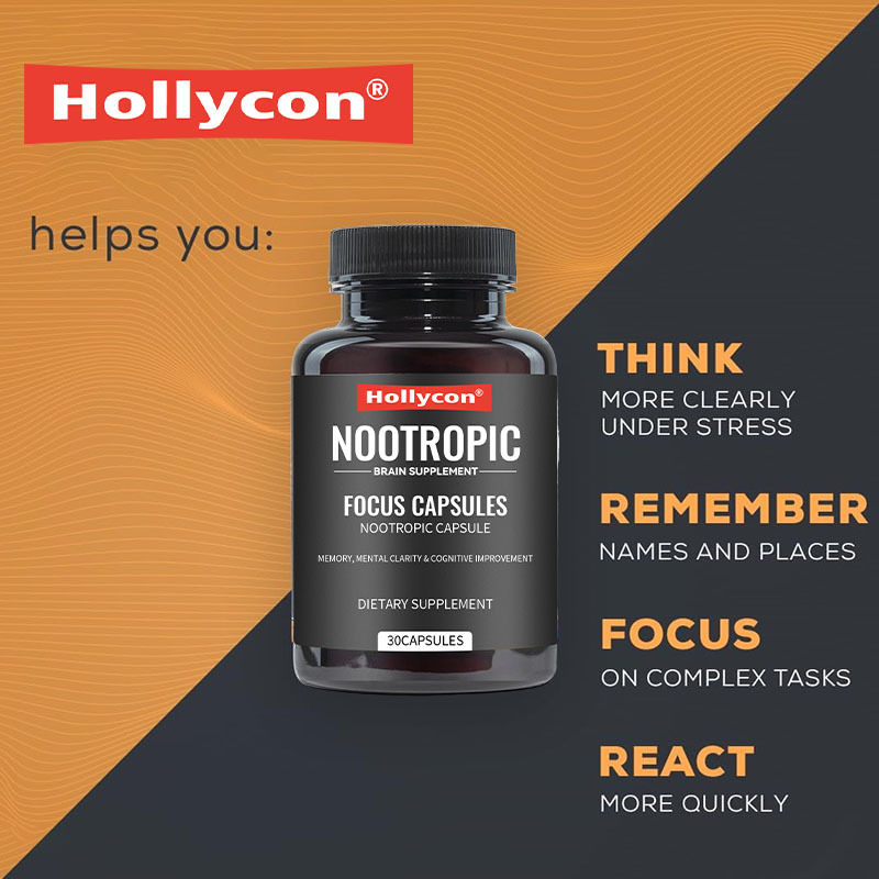 OEM Фокус капсулы с L-теанином витамин B6 память умственная ясность и когнитивное улучшение Ноотропные мозговые добавки