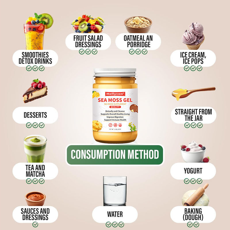 OEM Питательные сырые морские смолы Детоксифицируют и очищают богатые минералами белками Витамины Здоровье Морской мох Морской мох гель