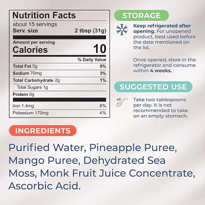 OEM Питательные сырые морские смолы Детоксифицируют и очищают богатые минералами белками Витамины Здоровье Морской мох Морской мох гель