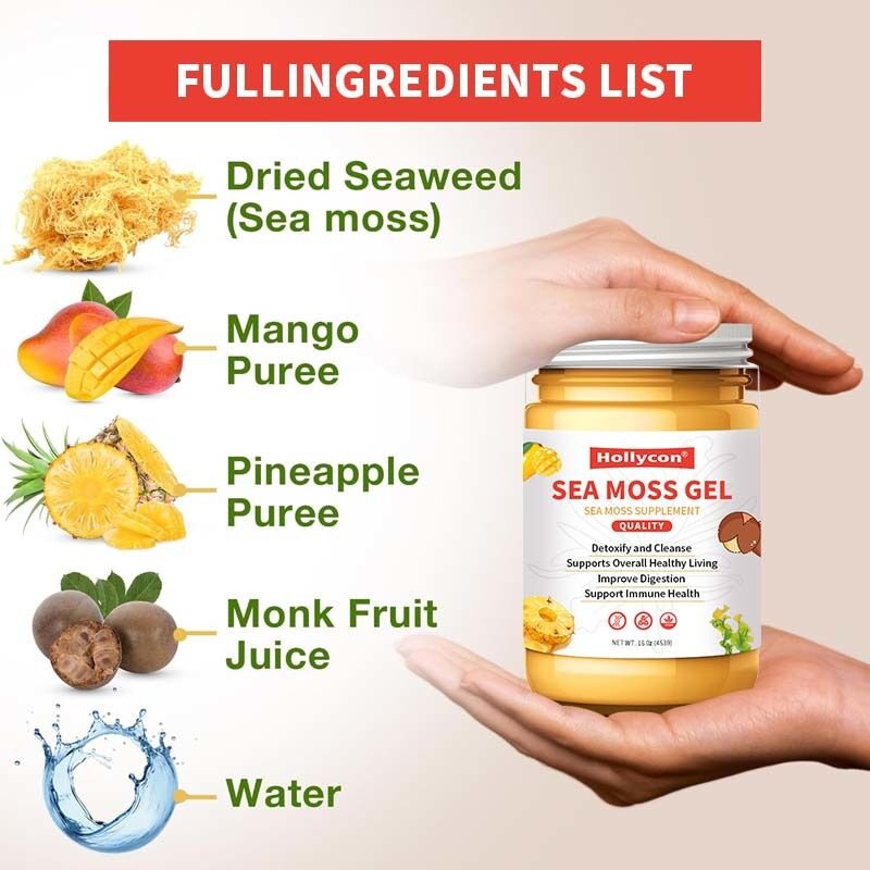 OEM Питательные сырые морские смолы Детоксифицируют и очищают богатые минералами белками Витамины Здоровье Морской мох Морской мох гель