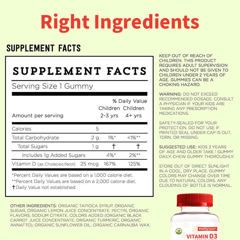 OEM органические дети витамин D3 витамин D3 добавка гумонозные кости и иммунное здоровье витамин D3 гумонозы