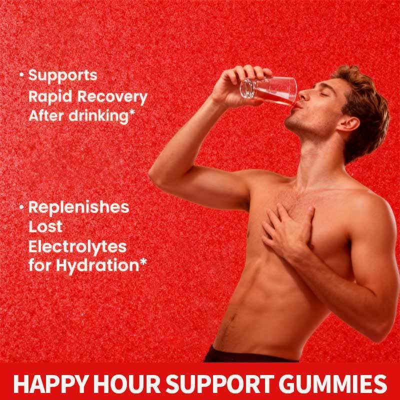 OEM Happy Hour Gummies Дополнительная партия перед игрой Гидратация Электролиты Алкоголь DHM Молочный жестик После употребления Gummy