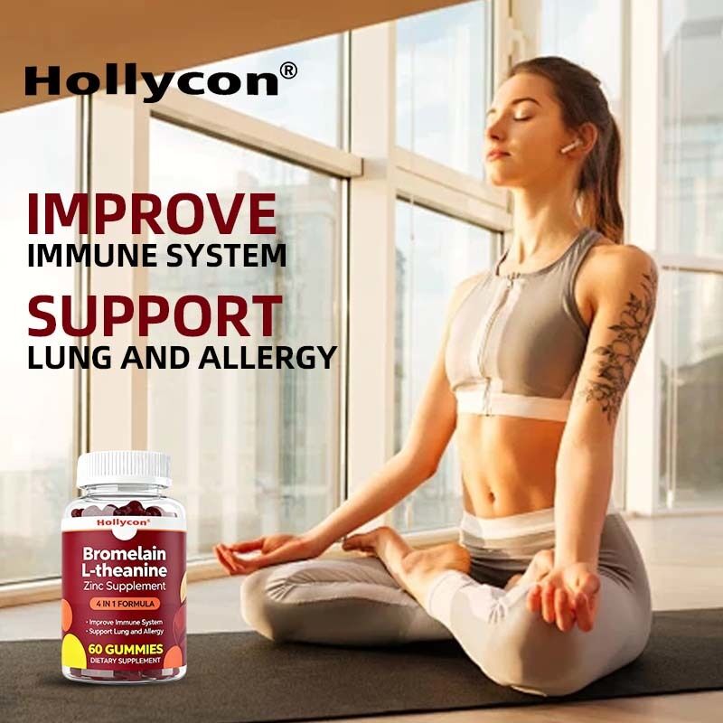 Частный бренд Бромелайн L-теанин Цинк Добавка Веганские добавки для детей Взрослые Кверцетин Жвачки