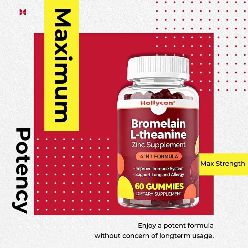 Частный бренд Бромелайн L-теанин Цинк Добавка Веганские добавки для детей Взрослые Кверцетин Жвачки