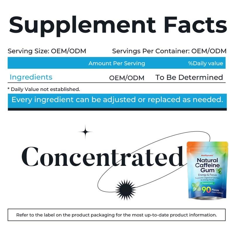 OEM ODM Cognitive Support Gum, Supports Alertness & Mental Clarity, Natural Plant Extract Brain Health Supplement