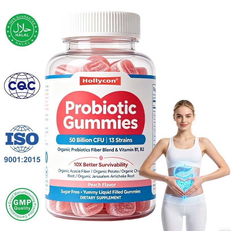 Sugar-Free Probiotic Prebiotic Gummies for Gut Flora Balance - 60 Count Digestive Wellness Support