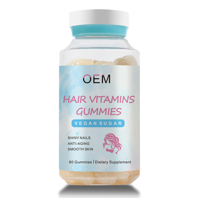 Подгонянные волосы Gummies Gummies волос биотина Vegan здоровые для сияющих ногтей