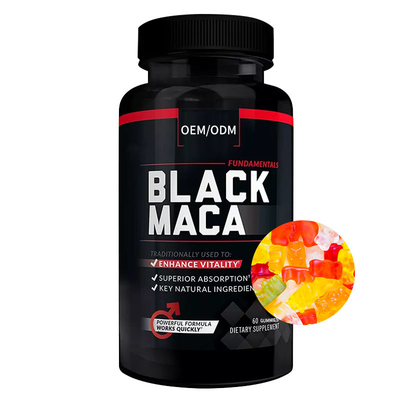 Выносливость Gummies энергии поддержки дополнения корня Maca черноты Hollycon