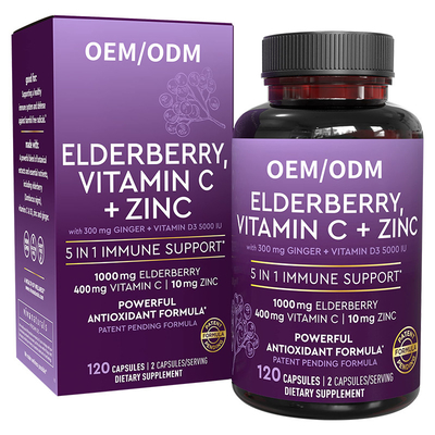 Витамин C + оцинковывает противостаритель капсул Elderberry иммунный для взрослых