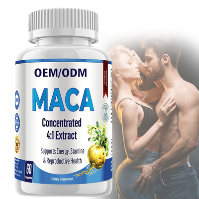 Органические капсулы корня Maca для дополнения порошка корня Maca людей женщин