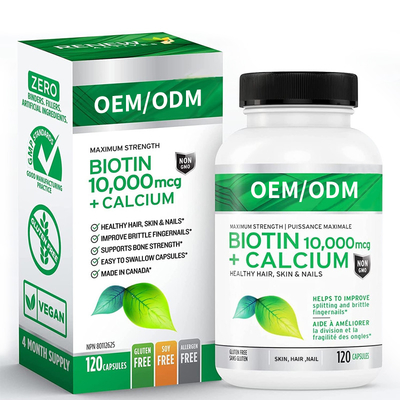 Дополнение биотина кальция 10000mcg мощное для здоровой кожи волос пригвождает более сильные зубы соединений косточек
